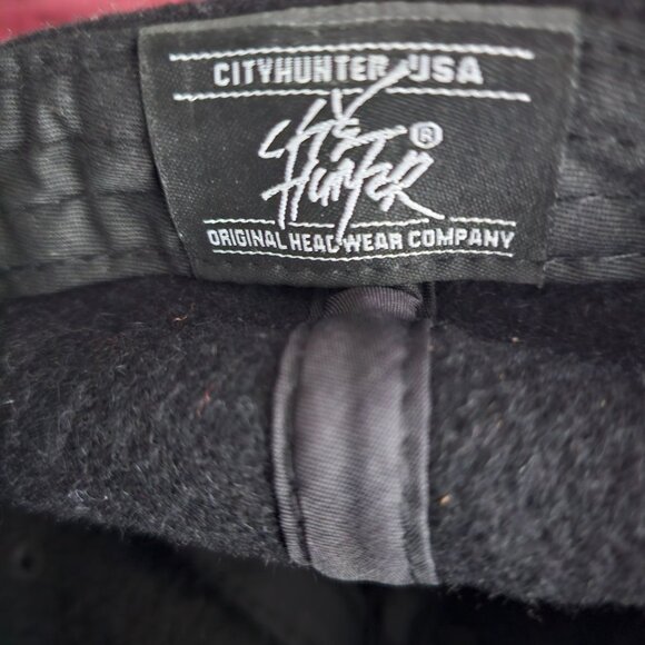 City Hunter Men's Black/Brown Leather Visor Baseball Cap One Size - Picture 9 of 9